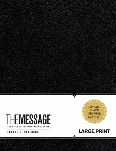 The Message Bible Large Print, Bible, Black, Leather,  Maps, Charts, Timelines, Section Introductions, Ribbon Marker, Gilt Edges