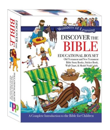 Wonders of Learning Box Set - Old & New Testament Reference Books, Sticker Book, Colouring Wall Chart and Model Ark Kit