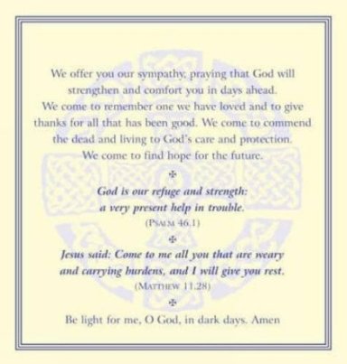 FUNERAL PRAYER CARDS PK50