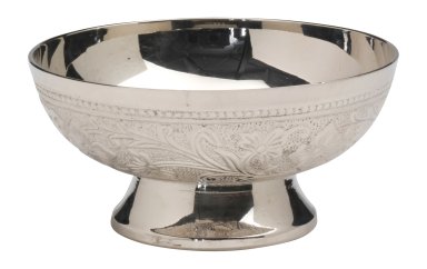 Nickel Plated Incense Bowl with Flower Design D 13 cm