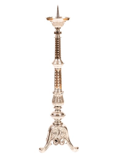 Nickel Plated Altar Candle Stand H 62 cm