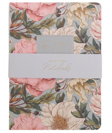 Strong and Courageous Delicate Pink Dahlia Notebook Set - Joshua 1:9