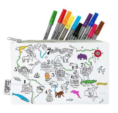 World Map Pencil Case - Colour In & Learn