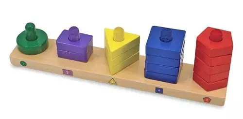Stack and Sort Board - Wooden Educational Toy With 15 Solid Wood Pieces