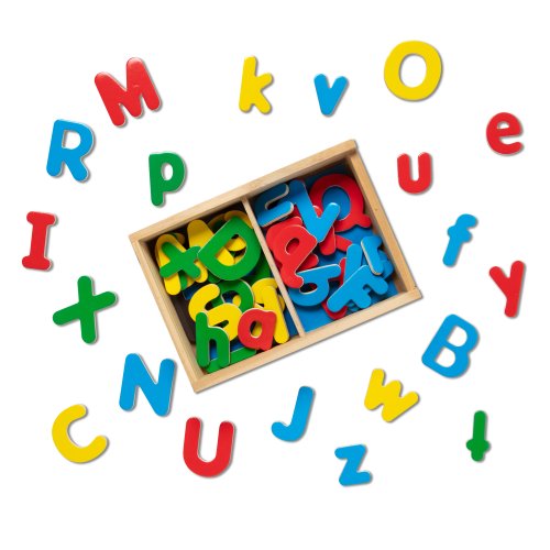 52 Wooden Alphabet Magnets in a Box - Uppercase and Lowercase Letters