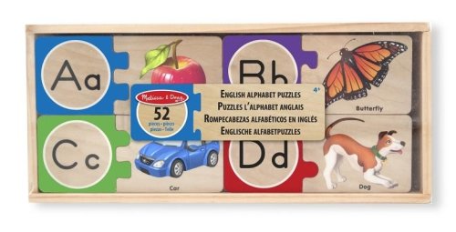 Self-Correcting Alphabet Wooden Puzzles With Storage Box (52 pcs)