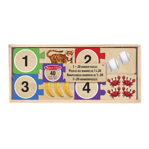 Self-Correcting Wooden Number Puzzles With Storage Box (40 pcs)