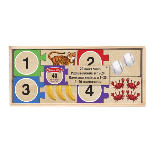 Self-Correcting Wooden Number Puzzles With Storage Box (40 pcs)