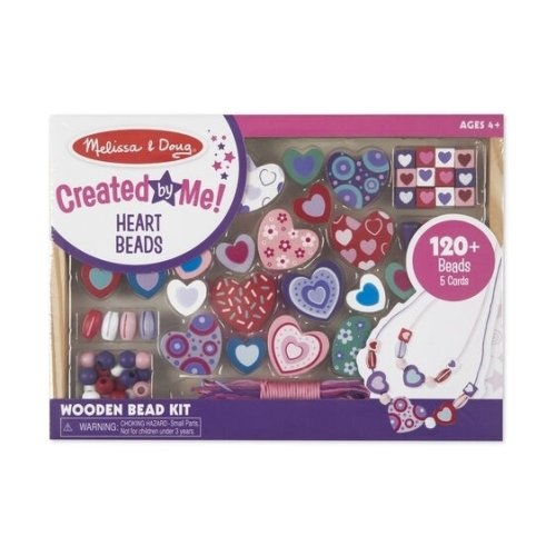 Created by Me! Heart Beads Wooden Bead Kit, 120+ Beads and 5 Cords for jewellery-Making