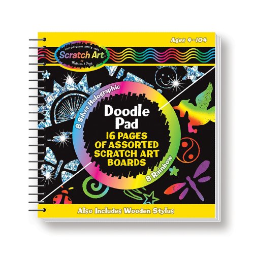 Scratch Art Doodle Pad With 16 Scratch-Art Boards and Wooden Stylus - FSC-Certified Materials
