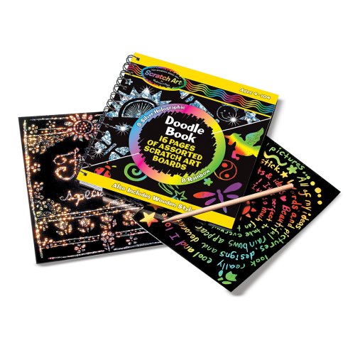 Scratch Art Doodle Pad With 16 Scratch-Art Boards and Wooden Stylus - FSC-Certified Materials