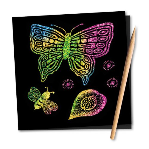 Scratch Art Doodle Pad With 16 Scratch-Art Boards and Wooden Stylus - FSC-Certified Materials