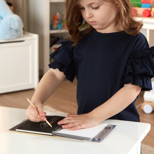Scratch Art Doodle Pad With 16 Scratch-Art Boards and Wooden Stylus - FSC-Certified Materials