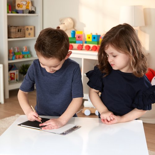 Scratch Art Doodle Pad With 16 Scratch-Art Boards and Wooden Stylus - FSC-Certified Materials