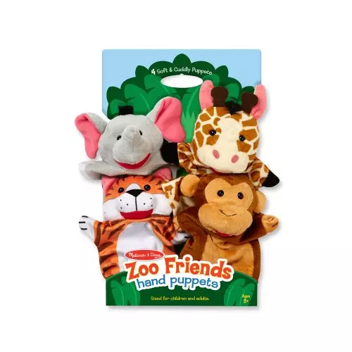 Zoo Friends Hand Puppets (Set of 4) - Elephant, Giraffe, Tiger, and Monkey