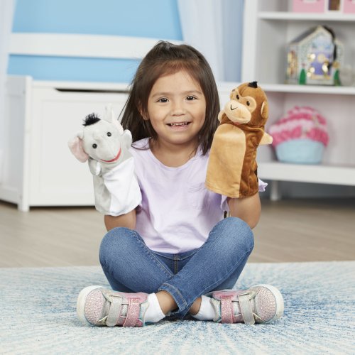 Safari Buddies Hand Puppets, Set of 6 (Elephant, Tiger, Parrot, Giraffe, Monkey, Zebra)