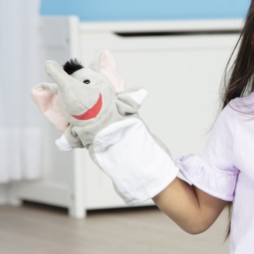 Safari Buddies Hand Puppets, Set of 6 (Elephant, Tiger, Parrot, Giraffe, Monkey, Zebra)