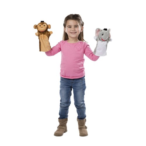 Safari Buddies Hand Puppets, Set of 6 (Elephant, Tiger, Parrot, Giraffe, Monkey, Zebra)