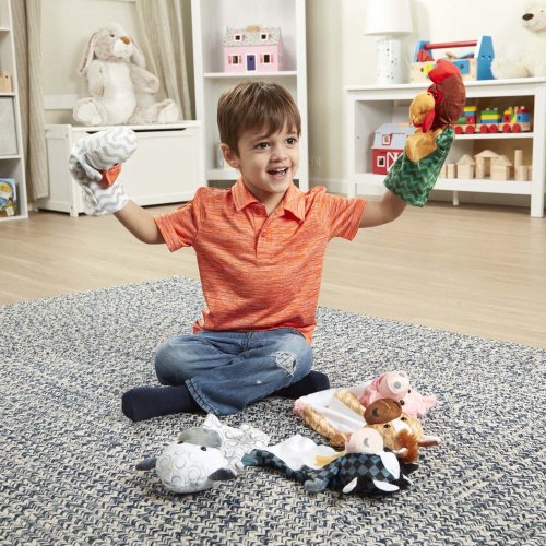 Barn Buddies Hand Puppets, Set of 6 (Cow, Sheep, Horse, Duck, Chicken, Pig)
