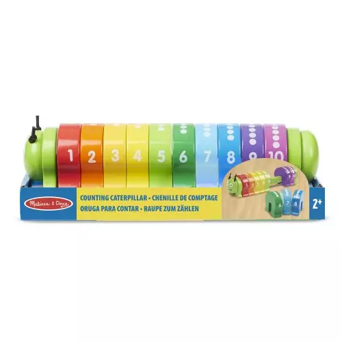 Counting Caterpillar - Classic Wooden Toy With 10 colourful Numbered Segments