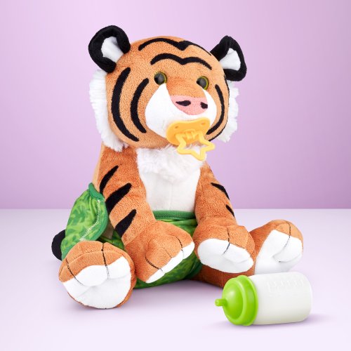 Baby Tiger Plush Stuffed Animal with Pacifier Diaper Baby Bottle