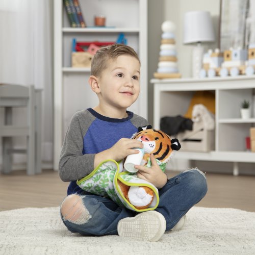Baby Tiger Plush Stuffed Animal with Pacifier, Diaper, Baby Bottle