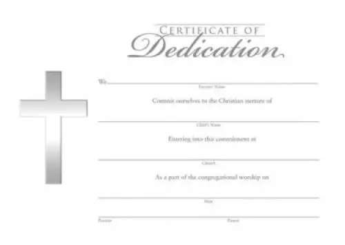 Certificate-Dedication w/Silver Foil Embossing (5" x 7") (Pack Of 6)