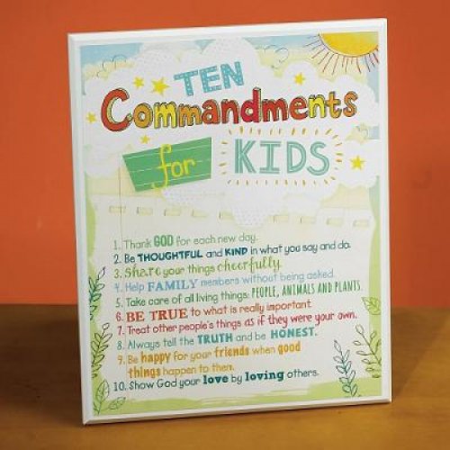 Plaque-Ten Commandments For Kids (8.25 x 10.25)