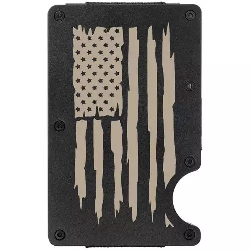 Wallet/Money Clip-Rugged-American Flag (Holds Up to 12 Cards)