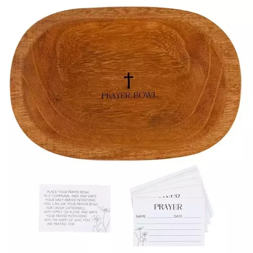 Prayer Bowl (9"x 6"x 2") Includes 10 Prayer Cards