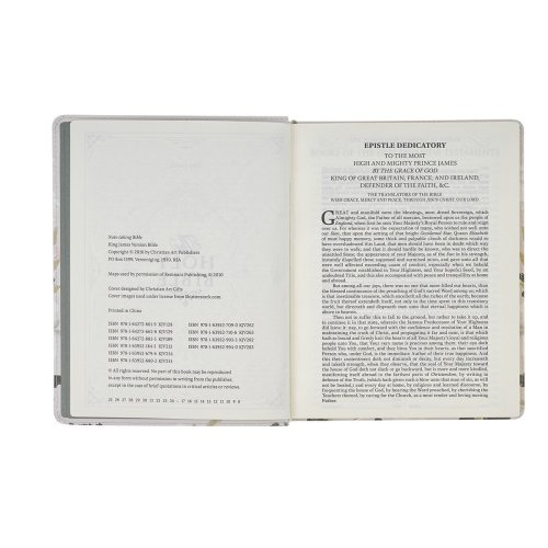 Cream Floral Faux Leather KJV Note-taking Bible - Psalm 91:4