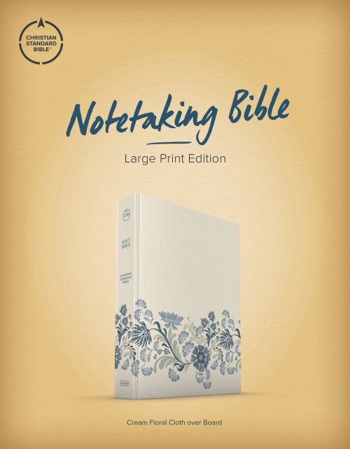 CSB Notetaking Bible, Large Print Edition, Cream Floral Clot