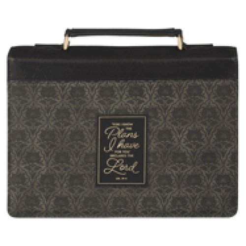 Bible Cover Fashion Tone-tone Charcoal and Black I Know the Plans Jer. 29:11