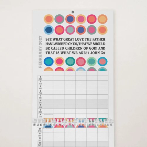 2027 six-column Christian family planner calendar