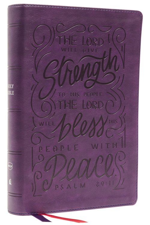 NKJV Giant Print Center-Column Reference Bible, Verse Art Cover Collection, Leathersoft, Purple, Red Letter, Comfort Print