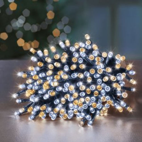 200 Multi-Action LED Supabrights with Timer in Mixed White & Warm White (Green Cable)