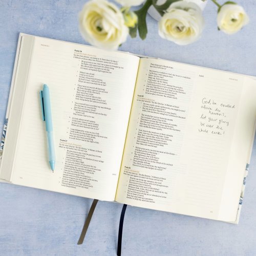 CSB Notetaking Bible, Large Print Edition, Cream Floral Clot