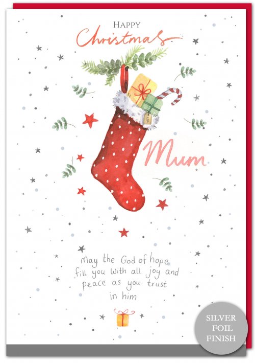 Mum Stocking Christian Christmas Card