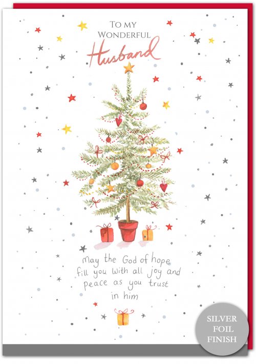 Husband Christmas Tree Christian Christmas Card