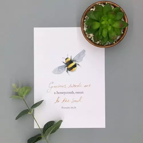 A4 Honeycomb Watercolour Print