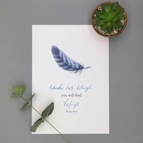 A4 Under His Wings Watercolour Print
