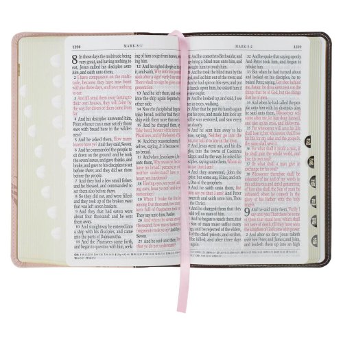 KJV Espresso and Pink Faux Leather Giant Print King James Version Bible with Thumb Index