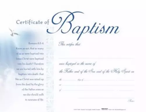 Certificate-Baptism-White Clouds (11" x 8.5") (Pack Of 6)