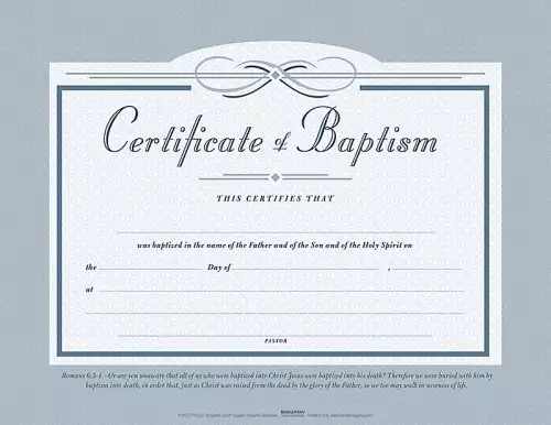 Certificate-Baptism (5.5" x 3.5") (Pack Of 6)