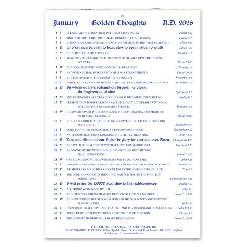 English Golden Thoughts Calendar 2026