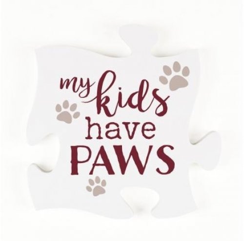 Mini Puzzle Piece Plaque-My Kids Have Paws (6 x 6)