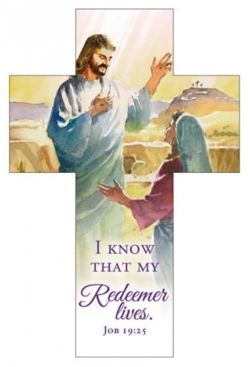 Bookmark-I Know My Redeemer Lives (Job 19:25)-Die Cut Cross (Pack Of 25)