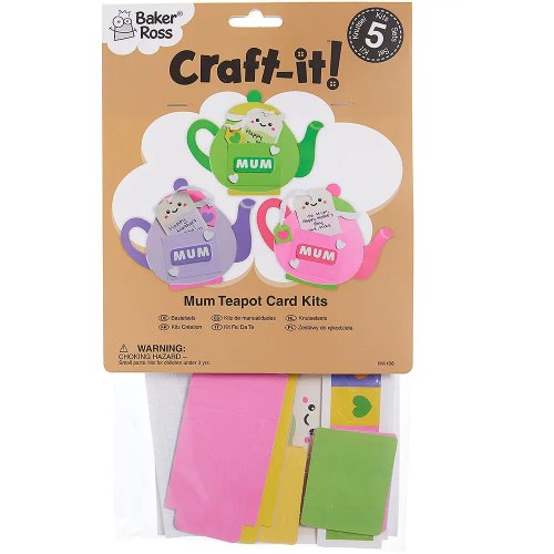 Mum Teapot Greeting Card Kits | Mothering Sunday Craft - Pack of  5