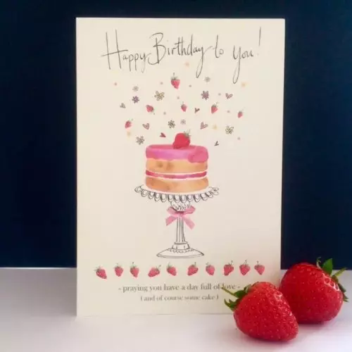 Strawberry Cake Birthday Single Card