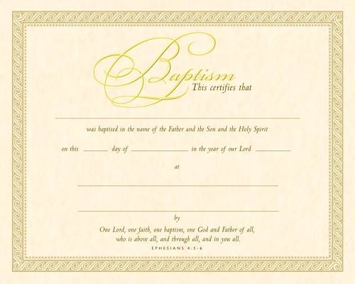 Baptism Certificate (Pk of 6) - Parchment, Gold Foil Embossed
